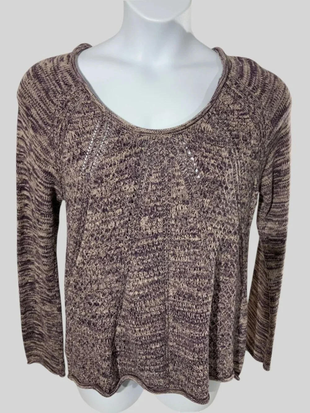 Calvin Klein Jeans Womens L Purple Marled Textured High Low Pullover Sweater EUC